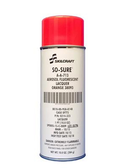 Skilcraft® 0214-323 SO SURE® 38903 Fluorescent Orange A-A-713 Lacquer Paint - 10 oz Aerosol Can