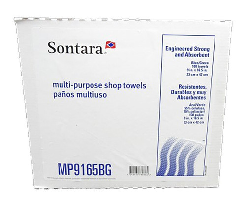 Sontara® MP9165BG Blue 9" x 16.5" Interfold Multipurpose Shop Towel - 100 Wipe Popup Box