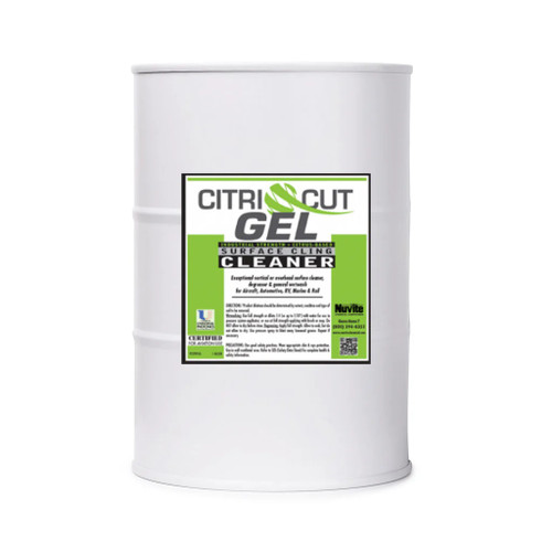 Nuvite® CitriCut® Citrus-Based Biodegradable Heavy-Duty Gel Surface Cling Aircraft Degreaser - 55 Gallon Drum