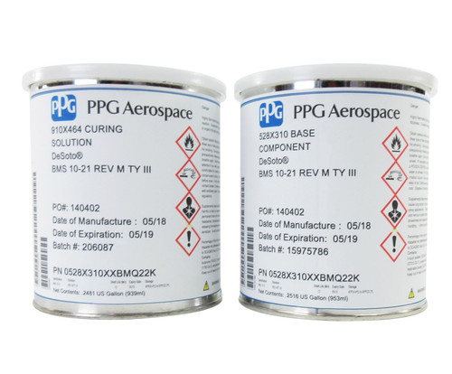 PPG® DeSoto® 528X310/910X464464 Jet Black BMS10-21M Type III Spec Conductive Coating - Quart Kit