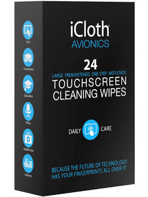 iCloth iCA24 Avionics Touchscreen Cleaning Wipes - Box of 24