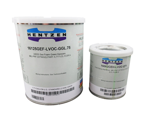 HENTZEN 16125GEF-LVOC Epox-Zen™ FS#24533 Seafoam Green MIL-PRF-22750G TY II CL H GR A Spec Epoxy-Polyamide Top Coat - 1.25 Gallon Kit