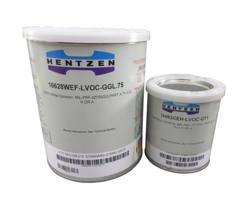 HENTZEN 16628WEF-LVOC Epox-Zen™ FS#27875 Gloss White MIL-PRF-22750G TY II CL H GR A Spec Epoxy-Polyamide Top Coat - 1.25 Gallon Kit