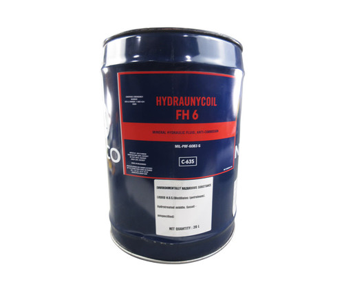 HYDRAUNYCOIL FH 6 Clear MIL-PRF-6083G Spec Petroleum-Based Hydraulic Fluid - 20 Liter Drum