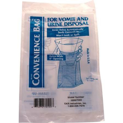 GKR Industries 1000/7000 White Opaque 5-3/4" x 10-3/4" Leakproof Urine & Vomit Convenience Bag®