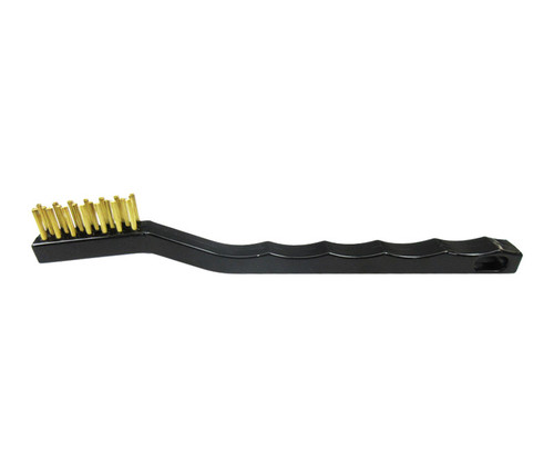 Gordon Brush 21B Black 7-3/16" x 7/16" Handle 3 x 7 Row 0.006" Brass Bristle Scratch Brush - 12/Pack