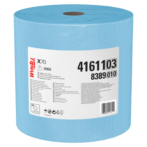 WypAll® 41611 PowerClean™ X70 Blue 12.4" x 12.2" Medium Duty Cloths - 870 Sheet Jumbo Roll