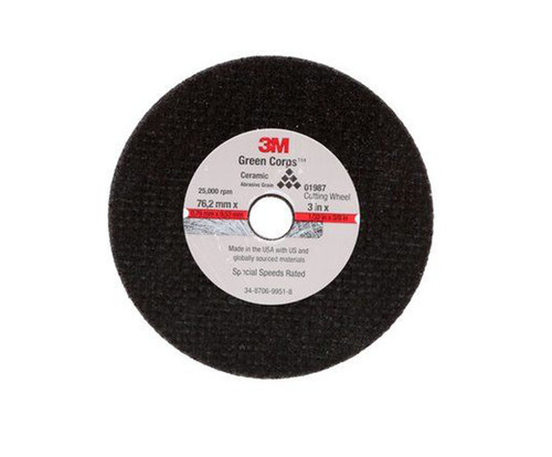 3M™ 051131-01987 Black 3" x 0.04" x 3/8" General Purpose Cut-Off Wheel