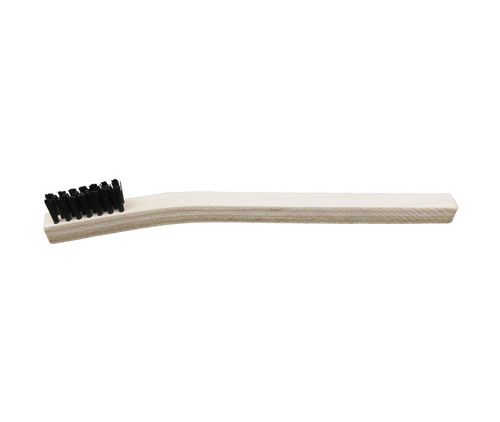 West Coast Brush 330-N Tan Wood 7/16" x 7-3/4" Handle 3 x 7 Row 7/16" Nylon Trim Scratch Brush - 12/Pack